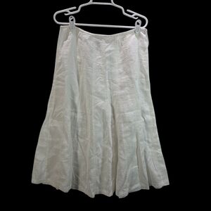 Talbots Petite White A-Line Linen Skirt Size 10